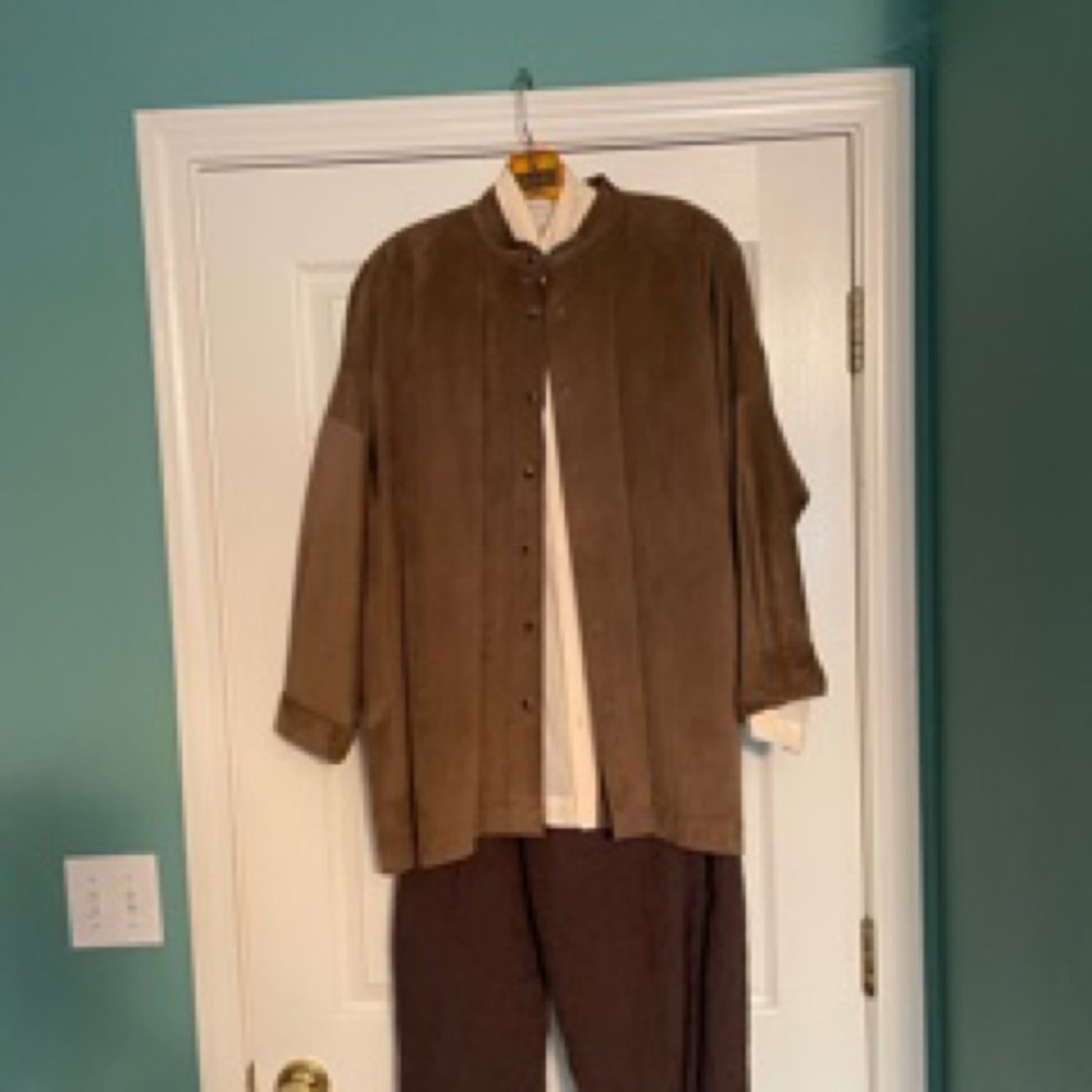 Eskandar Brown suede leather shirt jacket